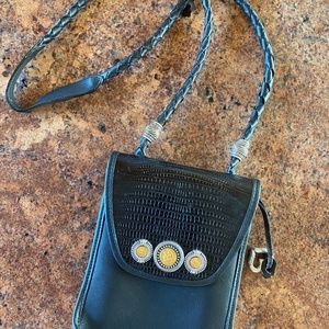 Vintage Brighton Crossbody Black Leather Bag